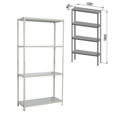 Стеллаж металлический BRABIX "MS KD-180/40-4", 1800х1000х400 мм, 4 полки, сборная стойка, 291115, S240BR144402 Стеллаж металлический BRABIX "MS KD-180/40-4", 1800х1000х400 мм, 4 полки, сборная стойка, 291115, S240BR144402