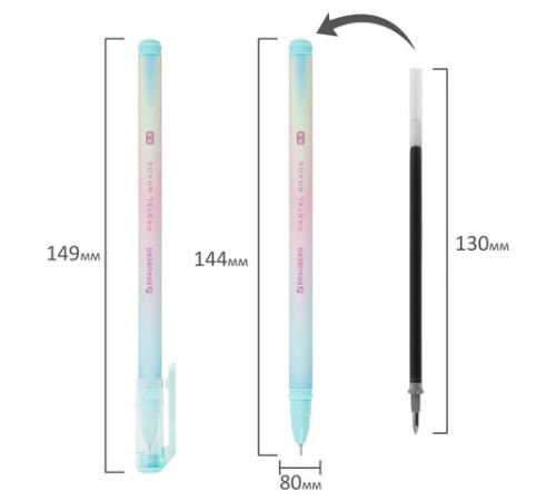 Ручка гелевая BRAUBERG GRADE PASTEL, СИНЯЯ, игольчатый узел 0,5 мм, линия письма 0,3 мм, 144284 Ручка гелевая BRAUBERG GRADE PASTEL, СИНЯЯ, игольчатый узел 0,5 мм, линия письма 0,3 мм, 144284