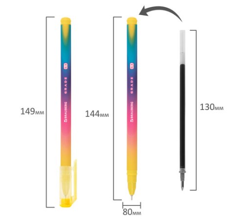Ручка гелевая BRAUBERG GRADE NEON, ЧЕРНАЯ, игольчатый узел 0,5 мм, линия письма 0,3 мм, 144285 Ручка гелевая BRAUBERG GRADE NEON, ЧЕРНАЯ, игольчатый узел 0,5 мм, линия письма 0,3 мм, 144285