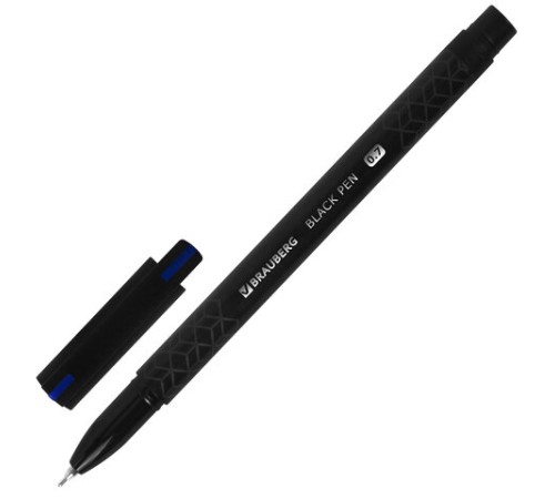 Ручка шариковая масляная BRAUBERG "BLACK PEN", СИНЯЯ, игольчатый узел 0,7 мм, линия письма 0,35 мм, 144325 Ручка шариковая масляная BRAUBERG "BLACK PEN", СИНЯЯ, игольчатый узел 0,7 мм, линия письма 0,35 мм, 144325