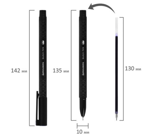 Ручка шариковая масляная BRAUBERG "BLACK PEN", СИНЯЯ, игольчатый узел 0,7 мм, линия письма 0,35 мм, 144325 Ручка шариковая масляная BRAUBERG "BLACK PEN", СИНЯЯ, игольчатый узел 0,7 мм, линия письма 0,35 мм, 144325