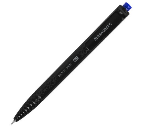 Ручка шариковая масляная автоматическая BRAUBERG "BLACK PEN RT", СИНЯЯ, игольчатый наконечник 0,7 мм, линия письма 0,35 мм, 144326 Ручка шариковая масляная автоматическая BRAUBERG "BLACK PEN RT", СИНЯЯ, игольчатый наконечник 0,7 мм, линия письма 0,35 мм, 144326