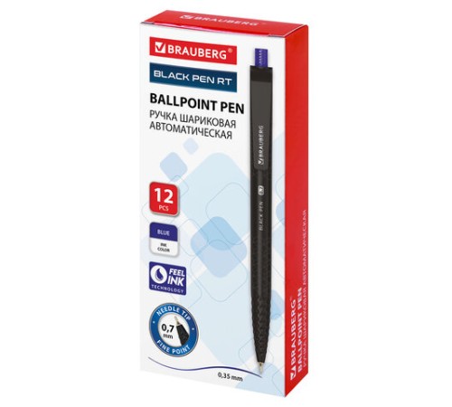Ручка шариковая масляная автоматическая BRAUBERG "BLACK PEN RT", СИНЯЯ, игольчатый наконечник 0,7 мм, линия письма 0,35 мм, 144326 Ручка шариковая масляная автоматическая BRAUBERG "BLACK PEN RT", СИНЯЯ, игольчатый наконечник 0,7 мм, линия письма 0,35 мм, 144326