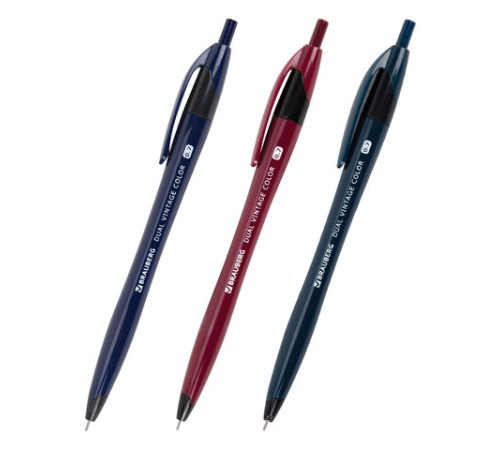 Ручка шариковая масляная автоматическая BRAUBERG "DUAL VINTAGE COLOR", СИНЯЯ, пишущий узел 0,7 мм, линия письма 0,35 мм, 144328 Ручка шариковая масляная автоматическая BRAUBERG "DUAL VINTAGE COLOR", СИНЯЯ, пишущий узел 0,7 мм, линия письма 0,35 мм, 144328