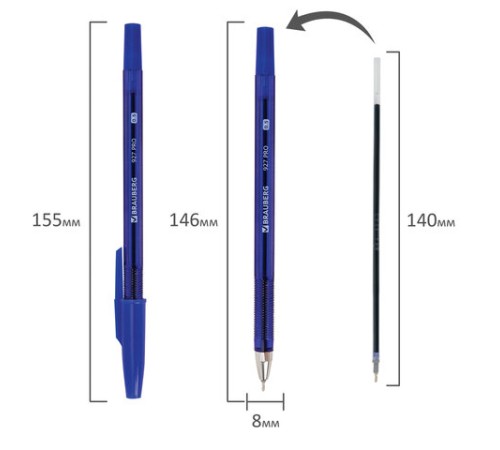 Ручка шариковая BRAUBERG 927 PRO "WRITING 3.0", СИНЯЯ, пишущий узел 0,5 мм, линия письма 0,25 мм, 144337 Ручка шариковая BRAUBERG 927 PRO "WRITING 3.0", СИНЯЯ, пишущий узел 0,5 мм, линия письма 0,25 мм, 144337