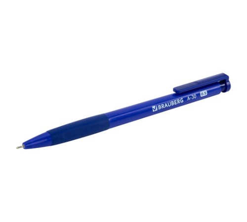Ручка шариковая автоматическая BRAUBERG A-30 "WRITING 3.0", СИНЯЯ, пишущий узел 0,5 мм, линия письма 0,25 мм, 144339