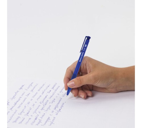 Ручка шариковая автоматическая BRAUBERG A-30 "WRITING 3.0", СИНЯЯ, пишущий узел 0,5 мм, линия письма 0,25 мм, 144339