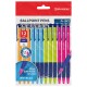 Ручки шариковые автоматические BRAUBERG A-30 COLOR MIX "WRITING 3.0", КОМПЛЕКТ 12 ШТ., СИНИЕ, узел 0,5 мм, линия 0,25 мм, 144342