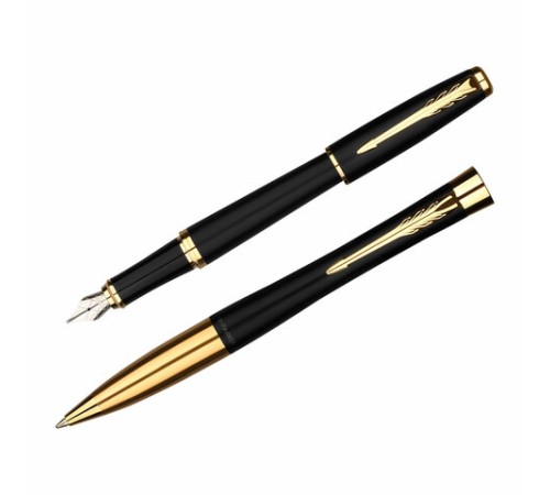Набор PARKER "Urban Black GT": шариковая ручка синяя и перьевая ручка синяя, 2093381 Набор PARKER "Urban Black GT": шариковая ручка синяя и перьевая ручка синяя, 2093381