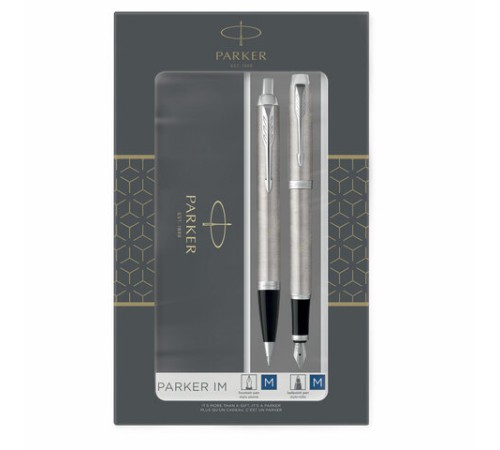 Набор PARKER "IM Stainless Steel CT": шариковая ручка синяя и перьевая ручка синяя, 2183058 Набор PARKER "IM Stainless Steel CT": шариковая ручка синяя и перьевая ручка синяя, 2183058