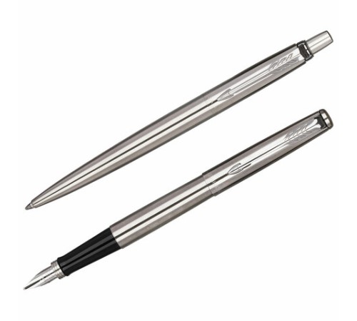 Набор PARKER "Jotter Stainless Steel GT": шариковая ручка синяя и перьевая ручка синяя, 2093258 Набор PARKER "Jotter Stainless Steel GT": шариковая ручка синяя и перьевая ручка синяя, 2093258