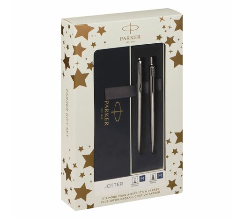 Набор PARKER "Jotter Stainless Steel GT": шариковая ручка синяя и перьевая ручка синяя, 2093258 Набор PARKER "Jotter Stainless Steel GT": шариковая ручка синяя и перьевая ручка синяя, 2093258