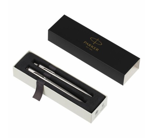Набор PARKER "Jotter Stainless Steel GT": шариковая ручка синяя и перьевая ручка синяя, 2093258 Набор PARKER "Jotter Stainless Steel GT": шариковая ручка синяя и перьевая ручка синяя, 2093258