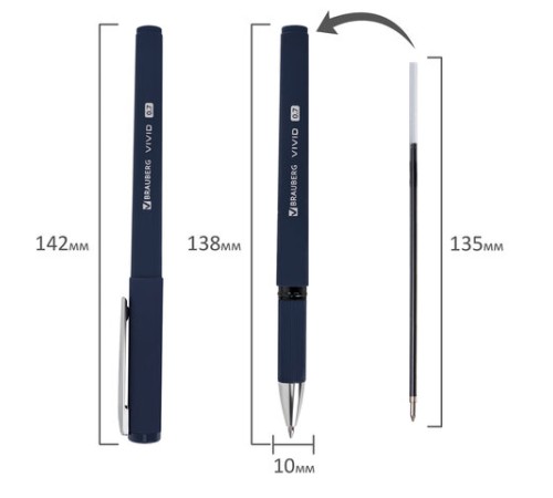 Ручки шариковые с грипом BRAUBERG "VIVID", НАБОР 3 ШТУКИ, СИНИЕ, SOFT TOUCH покрытие, узел 0,7 мм, линия письма 0,35 мм, 144401 Ручки шариковые с грипом BRAUBERG "VIVID", НАБОР 3 ШТУКИ, СИНИЕ, SOFT TOUCH покрытие, узел 0,7 мм, линия письма 0,35 мм, 144401