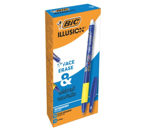Ручка стираемая гелевая с грипом BIC "Gelocity Illusion", СИНЯЯ, корпус синий, линия 0,3 мм, 516518 Ручка стираемая гелевая с грипом BIC "Gelocity Illusion", СИНЯЯ, корпус синий, линия 0,3 мм, 516518