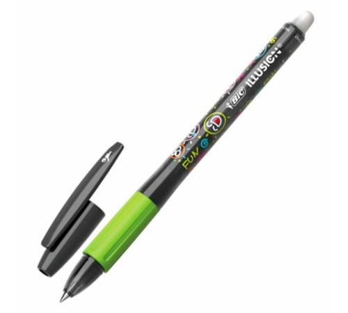 Ручка стираемая гелевая с грипом BIC "Gelocity Illusion", ЧЕРНАЯ, корпус черный, линия 0,3 мм, 516523 Ручка стираемая гелевая с грипом BIC "Gelocity Illusion", ЧЕРНАЯ, корпус черный, линия 0,3 мм, 516523