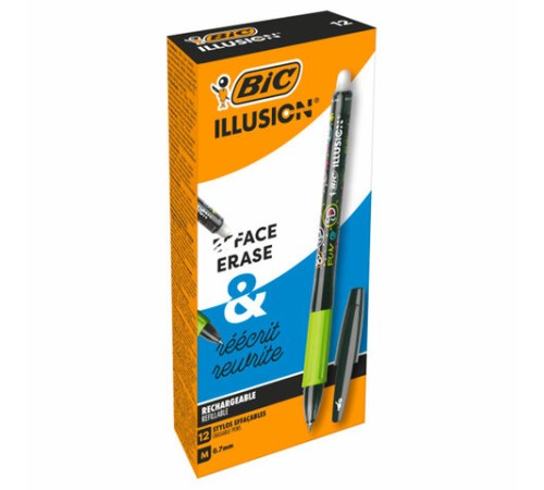 Ручка стираемая гелевая с грипом BIC "Gelocity Illusion", ЧЕРНАЯ, корпус черный, линия 0,3 мм, 516523 Ручка стираемая гелевая с грипом BIC "Gelocity Illusion", ЧЕРНАЯ, корпус черный, линия 0,3 мм, 516523