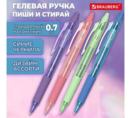 Ручка гелевая стираемая автоматическая BRAUBERG 