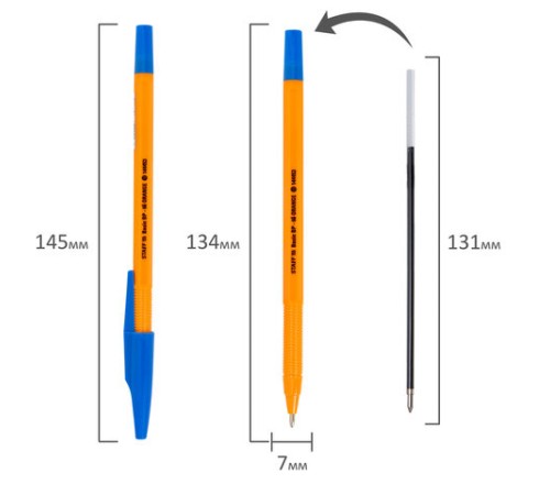 Ручка шариковая STAFF "Basic BP-66 ORANGE", СИНЯЯ, корпус оранжевый, узел 1 мм, линия письма 0,5 мм, 144453 Ручка шариковая STAFF "Basic BP-66 ORANGE", СИНЯЯ, корпус оранжевый, узел 1 мм, линия письма 0,5 мм, 144453