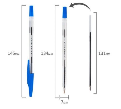 Ручка шариковая STAFF "Basic BP-66 CLASSIC", СИНЯЯ, корпус прозрачный, узел 1 мм, линия письма 0,5 мм, 144455 Ручка шариковая STAFF "Basic BP-66 CLASSIC", СИНЯЯ, корпус прозрачный, узел 1 мм, линия письма 0,5 мм, 144455