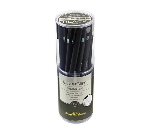 Ручка гелевая BRUNO VISCONTI "Super Slim Black", ЧЕРНАЯ, узел 0,28 мм, линия 0,2 мм, 20-0397 Ручка гелевая BRUNO VISCONTI "Super Slim Black", ЧЕРНАЯ, узел 0,28 мм, линия 0,2 мм, 20-0397