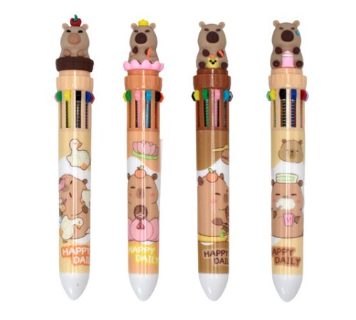 Ручка многоцветная с топпером шариковая 10 ЦВЕТОВ 