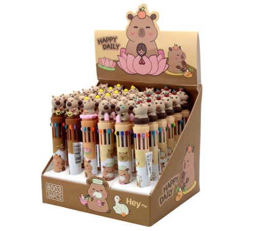 Ручка многоцветная с топпером шариковая 10 ЦВЕТОВ 