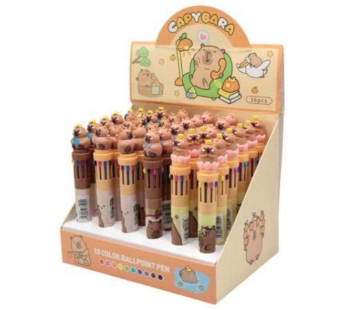 Ручка многоцветная с топпером шариковая 10 ЦВЕТОВ 