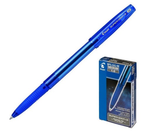 Ручка шариковая с грипом PILOT Super Grip G, СИНЯЯ, узел 1 мм, линия 0,27 мм, BPS-GG-M L Ручка шариковая с грипом PILOT Super Grip G, СИНЯЯ, узел 1 мм, линия 0,27 мм, BPS-GG-M L