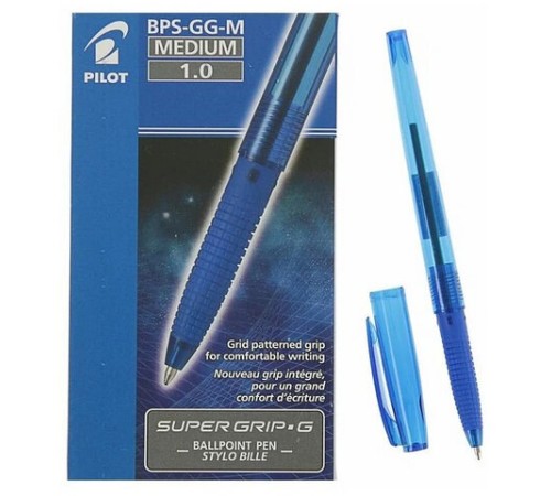 Ручка шариковая с грипом PILOT Super Grip G, СИНЯЯ, узел 1 мм, линия 0,27 мм, BPS-GG-M L Ручка шариковая с грипом PILOT Super Grip G, СИНЯЯ, узел 1 мм, линия 0,27 мм, BPS-GG-M L