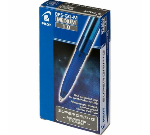 Ручка шариковая с грипом PILOT Super Grip G, СИНЯЯ, узел 1 мм, линия 0,27 мм, BPS-GG-M L Ручка шариковая с грипом PILOT Super Grip G, СИНЯЯ, узел 1 мм, линия 0,27 мм, BPS-GG-M L