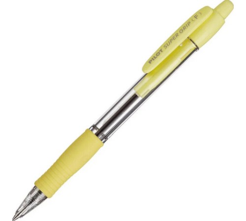 Ручка шариковая автоматическая с грипом PILOT Super Grip, СИНЯЯ, желтые детали, линия 0,21 мм, BPGP-10R-F, BPGP-10R-F Y
