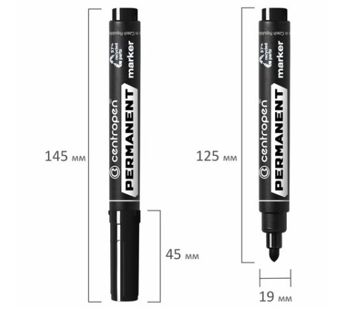 Маркер перманентный CENTROPEN 8566, ЧЕРНЫЙ, круглый наконечник, 2,5 мм, 5 8566 0112 Маркер перманентный CENTROPEN 8566, ЧЕРНЫЙ, круглый наконечник, 2,5 мм, 5 8566 0112