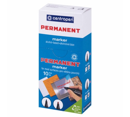 Маркер перманентный CENTROPEN 2846, ЧЕРНЫЙ, тонкий наконечник, 1 мм, 6 2846 9412