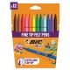 Фломастеры BIC "Kids Visa", 12 ЦВЕТОВ, суперсмываемые, вентилируемый колпачок, европодвес, 889695, 888695