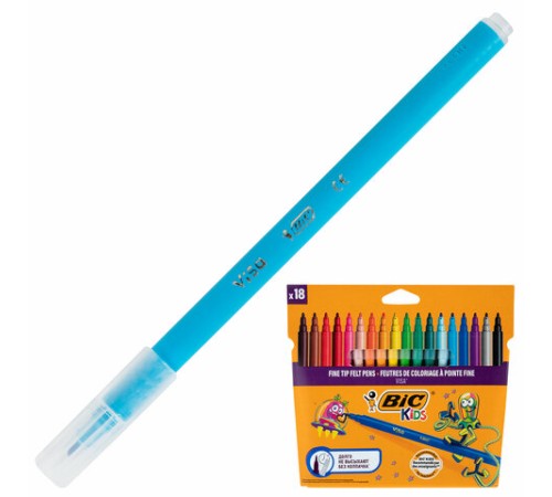 Фломастеры BIC "VISA", 18 цветов, суперсмываемые, вентилируемый колпачок, европодвес, 888681