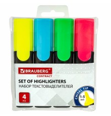 Набор текстовыделителей BRAUBERG 4 шт., АССОРТИ, 