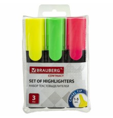 Набор текстовыделителей BRAUBERG 3 шт., АССОРТИ, 