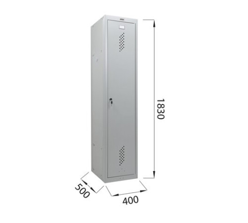 Шкаф металлический для одежды BRABIX "LK 11-40", УСИЛЕННЫЙ, 1 секция, 1830х400х500 мм, 20 кг, 291130, S230BR403102