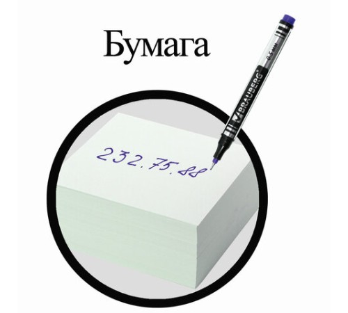 Маркер перманентный BRAUBERG "Jet", СИНИЙ, супертонкий металлический наконечник 0,5 мм, 150508