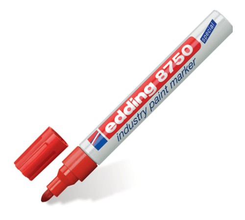 Маркер-краска лаковый (paint marker) EDDING 8750, КРАСНЫЙ, 2-4 мм, круглый наконечник, алюминиевый корпус, E-8750/2 Маркер-краска лаковый (paint marker) EDDING 8750, КРАСНЫЙ, 2-4 мм, круглый наконечник, алюминиевый корпус, E-8750/2