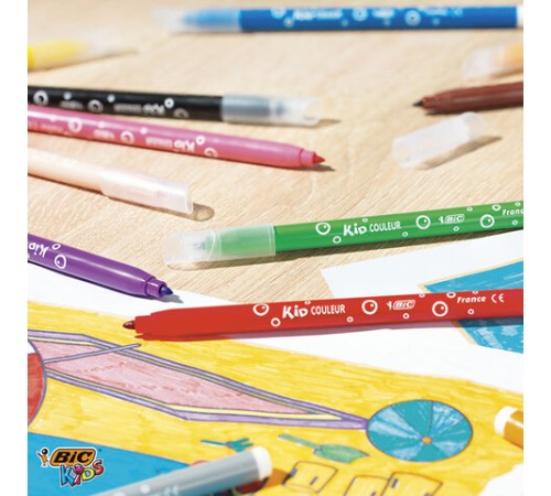 Фломастеры BIC "Kid Couleur", 12 цветов, суперсмываемые, вентилируемый колпачок, европодвес, 9202932 Фломастеры BIC "Kid Couleur", 12 цветов, суперсмываемые, вентилируемый колпачок, европодвес, 9202932