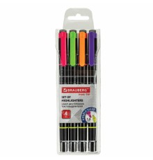 Набор текстовыделителей двусторонних BRAUBERG DUAL TIP 4 шт., АССОРТИ, линия 1-4 мм, 150845