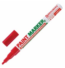 Маркер-краска лаковый (paint marker) 2 мм, КРАСНЫЙ, БЕЗ КСИЛОЛА (без запаха), алюминий, BRAUBERG PROFESSIONAL, 150865