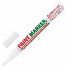 Маркер-краска лаковый (paint marker) 2 мм, БЕЛЫЙ, БЕЗ КСИЛОЛА (без запаха), алюминий, BRAUBERG PROFESSIONAL, 150869
