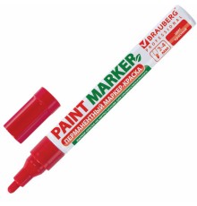 Маркер-краска лаковый (paint marker) 4 мм, КРАСНЫЙ, БЕЗ КСИЛОЛА (без запаха), алюминий, BRAUBERG PROFESSIONAL, 150874