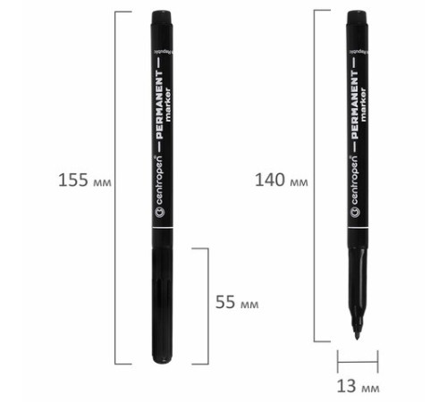 Маркер перманентный CENTROPEN 2536, ЧЕРНЫЙ, тонкий наконечник, 1 мм, трехгранная зона захвата, 6 2536 0112