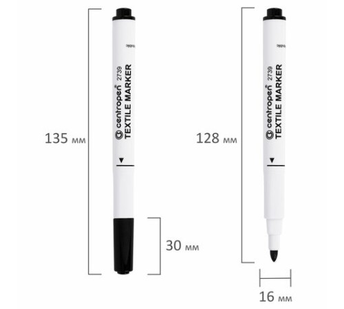 Маркер для ткани ЧЕРНЫЙ CENTROPEN "Textile Marker", круглый наконечник, 1,8 мм, 2739, 5 2739 9212 Маркер для ткани ЧЕРНЫЙ CENTROPEN "Textile Marker", круглый наконечник, 1,8 мм, 2739, 5 2739 9212