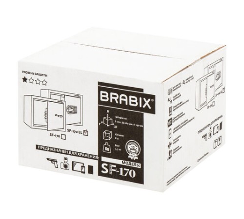 Сейф мебельный BRABIX "SF-170EL", 170х260х230 мм, электронный замок, черный, 291143, S103BR210614