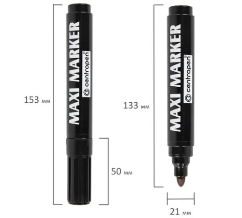 Маркер перманентный универсальный ЧЕРНЫЙ CENTROPEN "Maxi Marker", 2-4 мм, 8936, 5 8936 0112